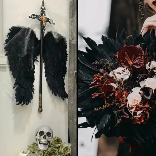 Miniatura 4 de TOAOB 480 plumas surtidas para manualidades, 6 estilos, plumas naturales negras, tamaño mixto, suministros para manualidades, boda, hogar, fiesta