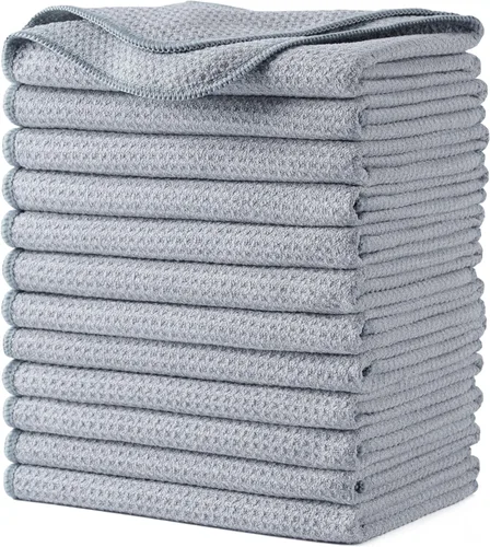 Miniatura 11 de POLYTE - Toalla de cocina de microfibra premium, tejido gofre, juego de 12 (16 x 28 pulgadas, azul oscuro, gris, blanco claro)