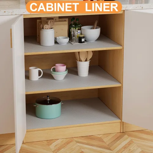 Miniatura 2 de FLPMIX Revestimientos de estantes para armarios negros: tapete impermeable para cajones de cocina, no adhesivo, fácil de cortar, revestimiento