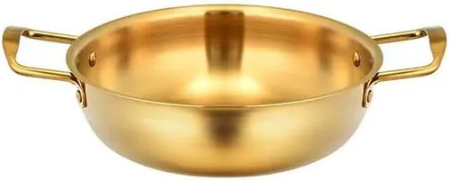 Sartén de paella dorada de acero inoxidable de 7 pulgadas para cocinar recetas de arroz de paella fiesta en casa