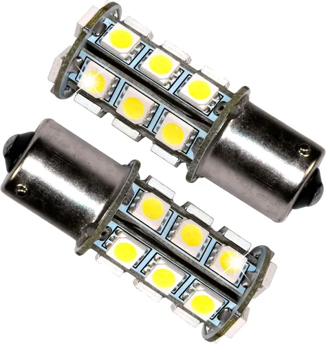 Miniatura 9 de HQRP BA15s Base de bayoneta de un solo contacto SMD 5050 6300-7000K 10-30V DC 3.4W bombilla LED compatible con #93, 382, 1141, 1156, 1157