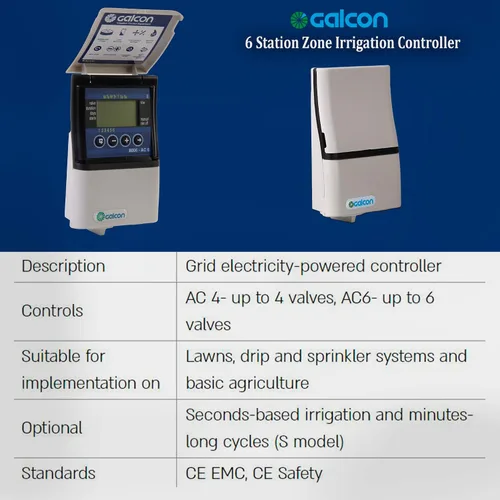 Miniatura 6 de Galcon GAE2S0002U1 8006 AC-6 Controlador de riego de zona de estación de 6 estaciones Aspersor automático, temporizador diario/cíclico, sistema