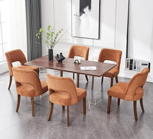 Miniatura 30 de VKNOW Juego de 2 sillas de comedor de madera, silla de comedor tapizada en tela moderna, silla de cocina, silla de cena de granja para cocina y Verde