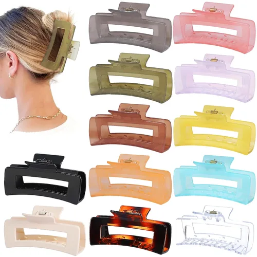 Miniatura 19 de Sisiaipu Accesorios para el cabello grandes de 4.1 pulgadas, 12 pinzas cuadradas grandes para cabello grueso, clips a granel jumbo para mujeres