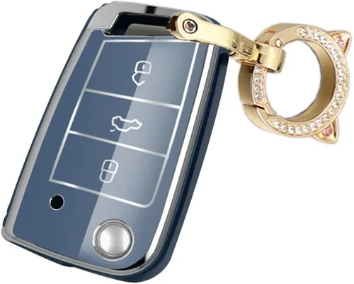 ontto Funda para control remoto de automóvil de 3 botones para Volkswagen con tapa abatible para Skoda Kodiaq Karoq Bolsa de llaves Premium TPU