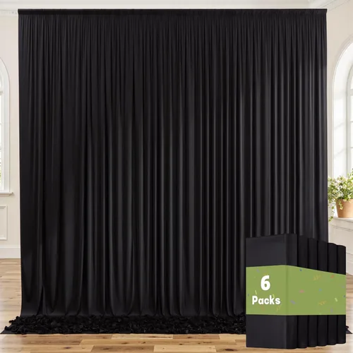 Miniatura 20 de Cortinas de telón de fondo granate de 10 pies x 10 pies sin arrugas para fiestas, 2 paneles de cortinas de telón de fondo de poliéster sedoso
