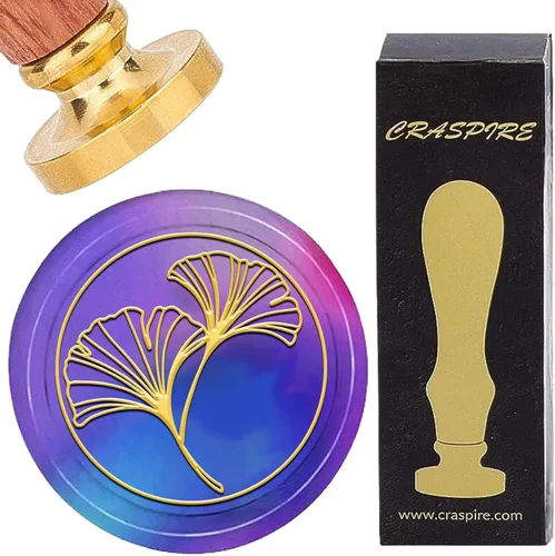 Miniatura 19 de CRASPIRE Sello de cera con diseño de amapola de 0.98 pulgadas (0.984 in), diseño de flores extraíbles de latón con mango de madera para Halloween
