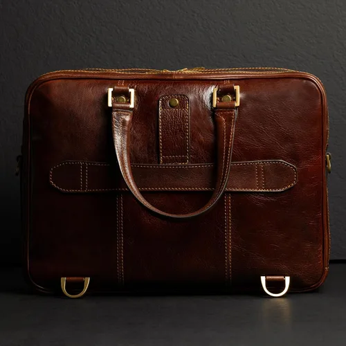 Miniatura 3 de Time Resistance Maletín de cuero para laptop - Bolsa de cuero de grano completo para computadora para hombres y mujeres Cuero Marrón