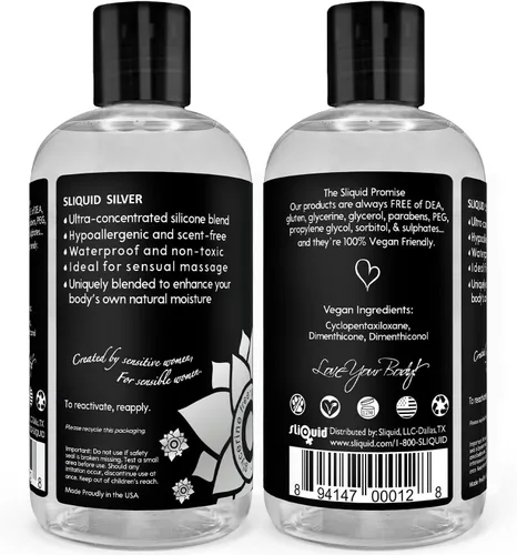 Miniatura 2 de Sliquid Silver - Lubricante íntimo – Lubricante de silicona para mujeres/hombres/parejas, lubricante hipoalergénico, lubricante de silicona