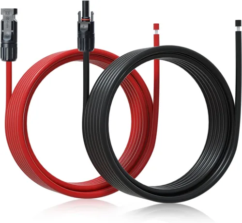 Miniatura 8 de ECO-WORTHY - Cable de extensión solar de 10 pies y 10 AWG, 30A/1000V CC, impermeable IP67 con conectores rápidos compatibles (rojo+negro)