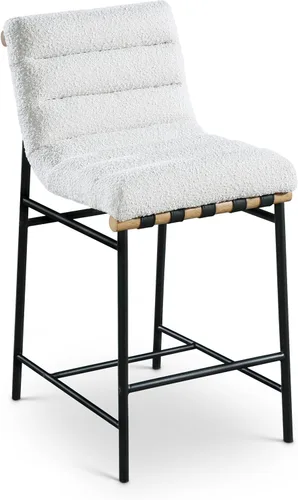 Miniatura 15 de Meridian Furniture 846Black-C Burke Collection Modern Taburete de bar contemporáneo con cuero vegano negro suave, marco de metal negro mate