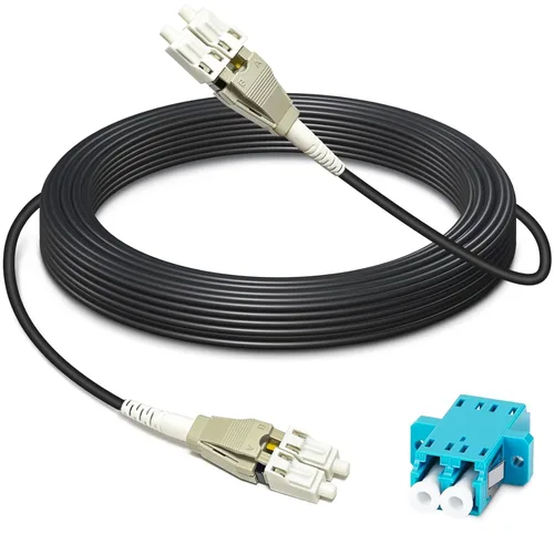 Uniboot OM3 Cable de fibra óptica blindado para exteriores LC a LC de 100 pies (98.4 ft), cable de conexión multimodo de 40 GB/10 GB dúplex 50/125,
