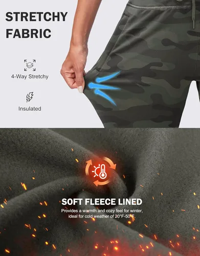 Miniatura 27 de G Gradual Pantalones deportivos con forro polar para mujer, de cintura alta, resistentes al agua, térmicos, para invierno, correr, senderismo