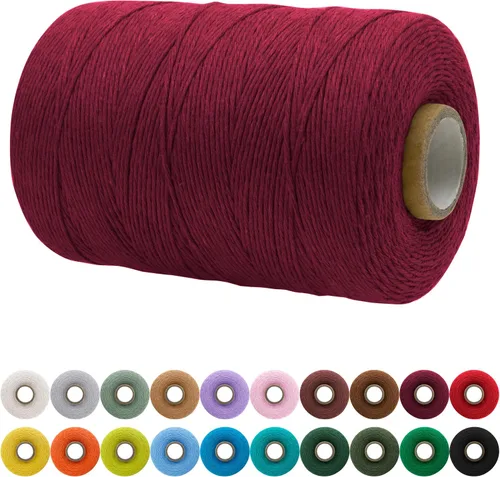 Miniatura 58 de JeogYong Cordón de macramé de un solo hilo 2mm x 164 yardas (492 pies) Cuerda de algodón suave, hilo de macramé 2 mm, suministros de macramé