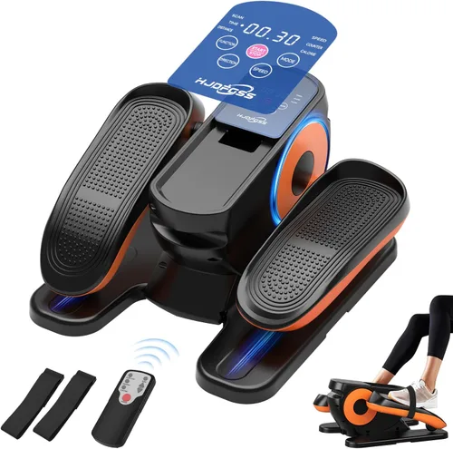 Máquina elíptica para debajo del escritorio con 12 velocidades ajustables, pedal sentado silencioso y portátil con control remoto y correas