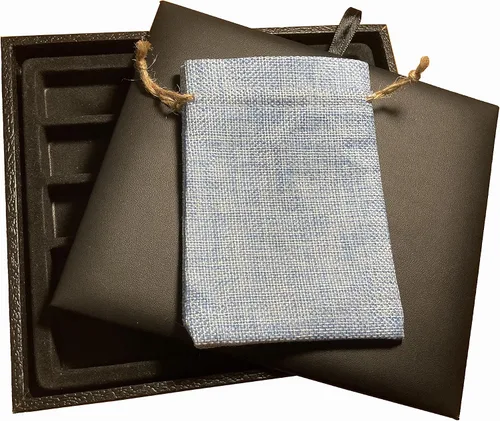 Miniatura 2 de N'icePackaging - Bandeja de dados acolchada negra de lujo con bolsa de dados de viaje de arpillera azul - para juegos de rol/mesa/D&D 5e / rodar