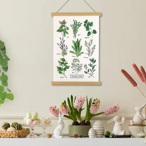 Miniatura 6 de XIAOAIKA Póster de hierbas aromáticas para pared, impresiones artísticas HD vibrantes y coloridas, estilo rústico de hierbas, póster para colgar