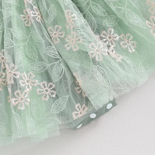 Miniatura 7 de Ursobutegl Mameluco de princesa para bebé recién nacida, vestido de malla bordado, elegante, tutú con falda, overol para cumpleaños