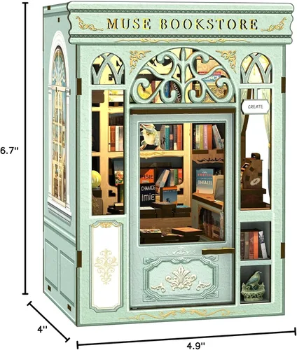 Miniatura 9 de Cutefun Kit de Rincón de Lectura - Kit de Casa de Muñecas en Miniatura DIY 3D, Rompecabezas de Madera Decorativo Creativo para Adultos, Sujetalibros