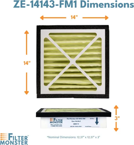 Miniatura 3 de Filter-Monster - Paquete de Reemplazo - Compatible con Zephyr VGF Serie 14x14x3 Filtro de Rejilla de Aire de Retorno para Toda la Casa, Paquete de 2