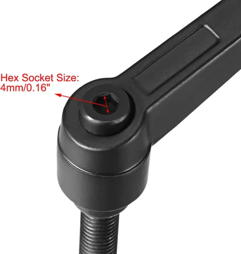 Miniatura 4 de uxcell 5 piezas de manija de palanca de sujeción ajustable M5 x 1.969 in de óxido negro métrico de acero al carbono macho roscado perillas de mano