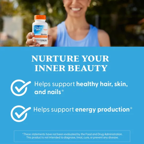 Miniatura 5 de Doctor's Best Suplemento vitamínico de biotina de 5000 mcg para hombres y mujeres, cápsulas de biotina para el crecimiento del cabello, piel y uñas