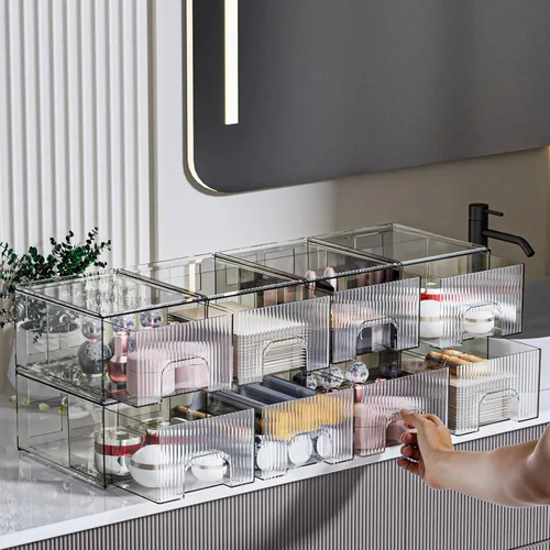 Miniatura 6 de ZHIAI Paquete de 8 cajones de almacenamiento apilables transparentes, cajón acrílico, organizador de cosméticos, organizador de plástico para 2-36