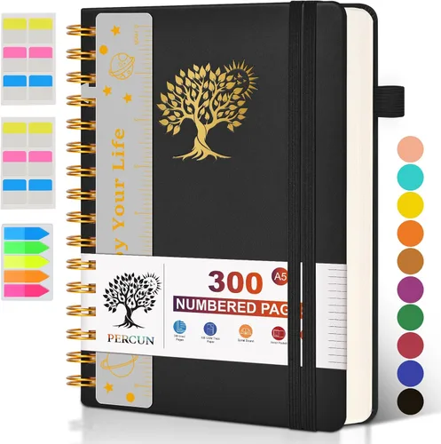 Miniatura 29 de Cuaderno grande en espiral para mujeres y hombres, 300 páginas rayadas numeradas, con rayas universitarias, cuaderno encuadernado en espiral de tapa