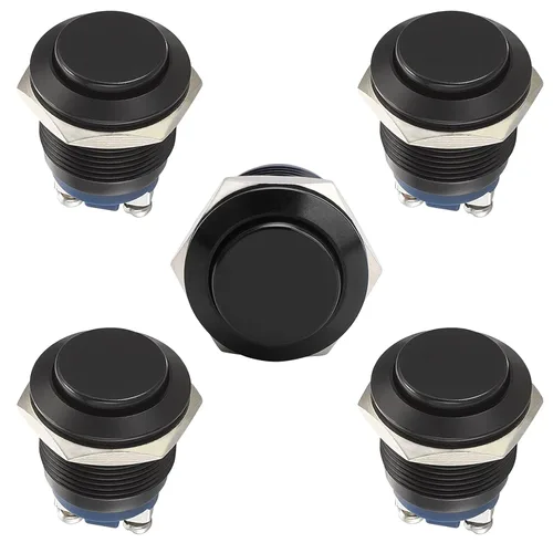 Miniatura 11 de STARELO 5pcs 0.472 in interruptor de botón momentáneo carcasa negra con pre-cableado, IP65 impermeable interruptor de botón, aleación de aluminio 1