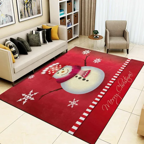 Miniatura 17 de Alfombra de área de decoración de habitación de Feliz Navidad, 2 x 3 pies, alfombra de árbol de Navidad con copos de nieve para dormitorio, alfombra