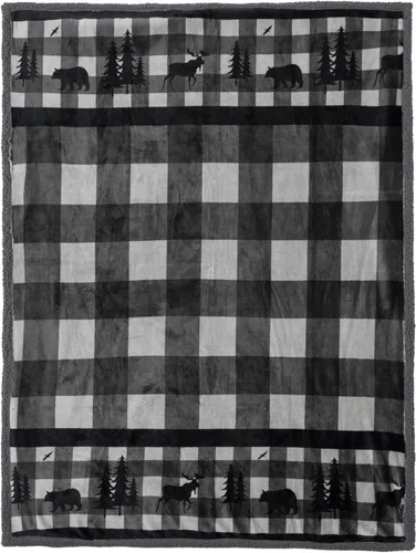 Miniatura 5 de PAVILIA Winter Cabin - Manta de sherpa de forro polar suave, acogedora manta reversible de Navidad gris de 50 x 60 pulgadas, cálida manta de felpa
