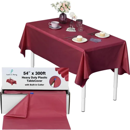 Miniatura 183 de Rollo de plástico para cubierta de mesa color verde manzana, 40 pulgadas x 100 pies, rollo de plástico resistente para cubierta de mesa de banquetes