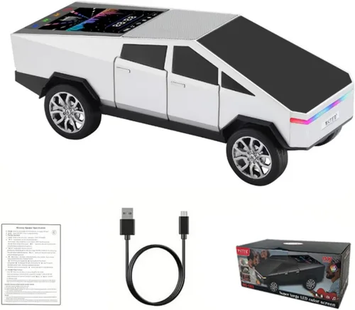 Miniatura 10 de WSTER WS-580 - Altavoz Bluetooth con reproducción de camión de estilo futuro con pantalla LED, TWS estéreo, FM, reproducción USB/TF, faros LED, Gris