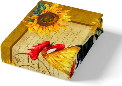 Miniatura 4 de Juego de ropa de cama de gallo estilo granja, tamaño Queen, funda de edredón de girasol amarillo para niños, niñas y adolescentes, funda de edredón