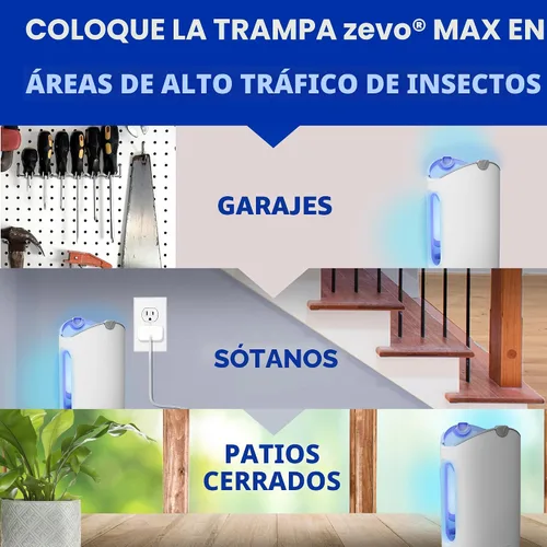 Miniatura 7 de Zevo MAX - Atrapa insectos y trampa para moscas para interiores, trampa de insectos voladores para mosquitos, moscas domésticas y de la fruta, uso