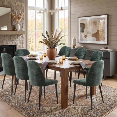 Miniatura 22 de Juego de 2 sillas de comedor tapizadas, sillas de comedor de tela moderna de mediados de siglo, sillas de cocina con asiento acolchado y patas