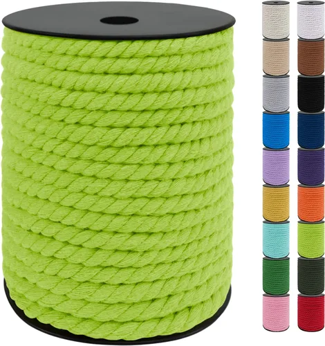 Miniatura 26 de JeogYong Cordón de macramé de 8mm, cuerda de lana de macramé de algodón natural de 131 pies, cordón de algodón trenzado de 3 hebras, hilo de macramé