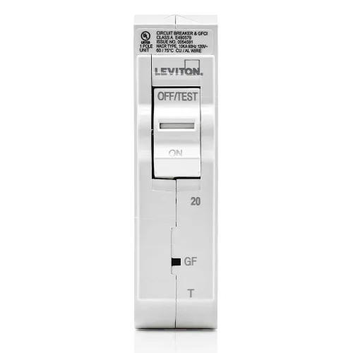 Miniatura 2 de Leviton LB120-GFT 20A - Disyuntor de rama GFCI de 1 polo, magnético térmico, 120 VCA, color blanco