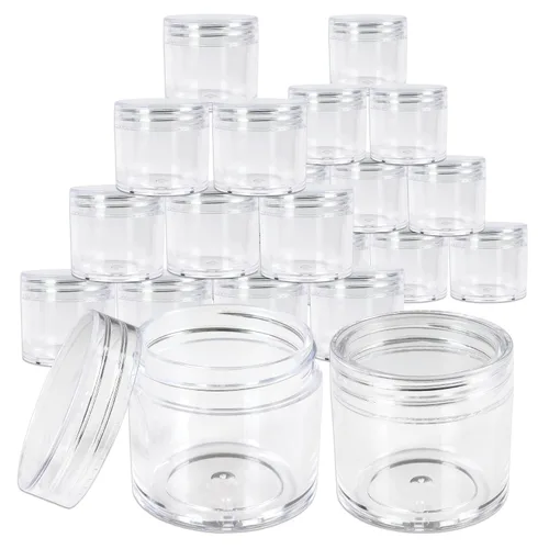 Miniatura 16 de Beauticom 1.06 oz/1.0 fl oz (1 fl. oz.) Tarros de plástico transparente de doble pared a prueba de fugas con tapas superiores planas para cremas, Oro