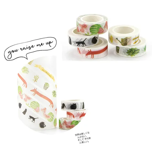 Miniatura 6 de VIVIQUEN Juego de cinta washi floral para suculentas, cinta decorativa de animales lindos para diario, álbumes de recortes, manualidades, envoltura