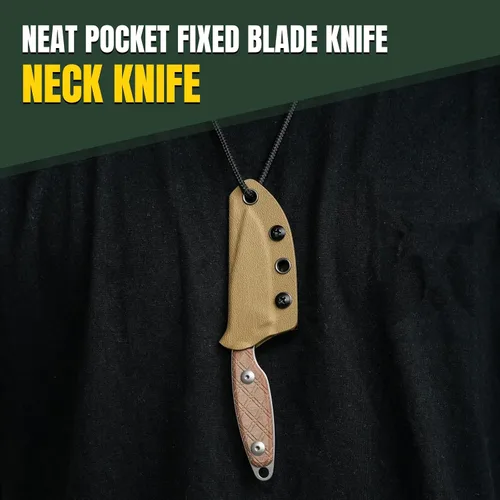 Miniatura 4 de Kizer Muskrat Cuchillo de hoja fija, 3.15 pulgadas 154CM cuchillo de cuello con patrón de rombos mango de micarta de hoja fija EDC cuchillos