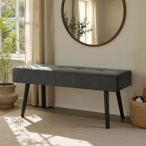 Miniatura 4 de Comfy to go Banco de Entrada – Banco Gris para Dormitorio, Otomana Moderna al Pie de la Cama, Bancos Acolchados de Pana para Sala de Estar