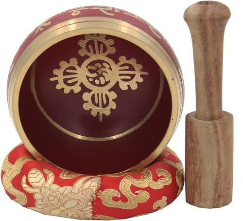 Miniatura 3 de DharmaObjects Juego de regalo tibetano para meditación Om Mani Padme Hum, mazo de palisandro, cojín de terciopelo, caja de regalo