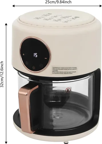Miniatura 2 de Freidora aireada de vidrio de 4.2L, freidora aireada visible de 360° con pantalla táctil digital de 110 V, 1200 W, olla asada para restaurantes