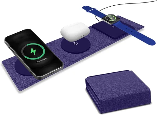 Miniatura 11 de ZTAR Cargador de viaje inalámbrico 3 en 1 para iPhone 16/15/14/13/12, Samsung Galaxy con capacidades inalámbricas, auriculares y Apple Watch