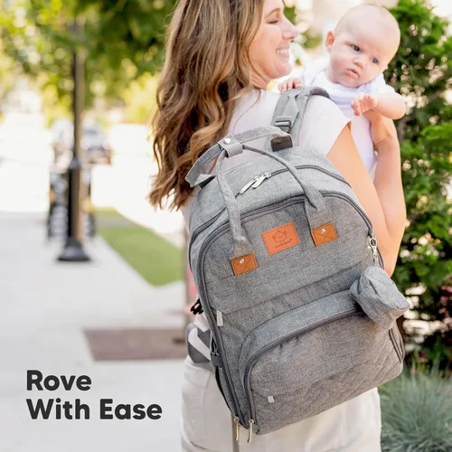 Miniatura 9 de KeaBabies Mochila para pañales - Gran mochila para pañales con cambiador, para bebé niño, niña, mochila de viaje para mamá y papá, impermeable, Gris