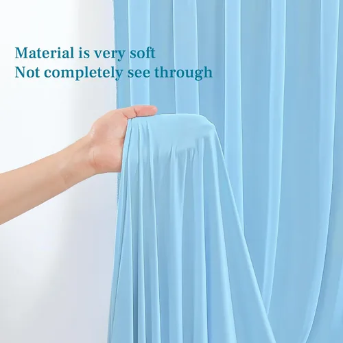 Miniatura 4 de Cortinas de fondo azul bebé de 8 x 10 pies para bodas, cortinas de fondo de poliéster sin arrugas, para baby shower, fiestas de cumpleaños