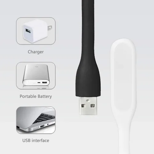 Miniatura 6 de Lámpara de luz LED USB para banco de energía, mini luz nocturna portátil para el cuidado de los ojos con brazo flexible, lámparas de lectura USB