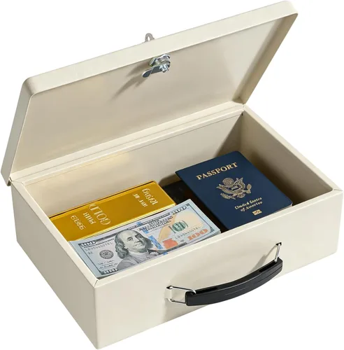 Miniatura 10 de KYODOLED Caja de documentos ignífuga con cerradura de llave, pequeñas cajas de seguridad para artículos personales, resistencia al fuego y al agua