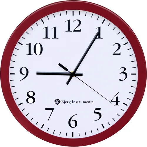 Bjerg Instruments Moderno reloj de pared silencioso de acero de 12 "con movimiento sin tictac (rojo)